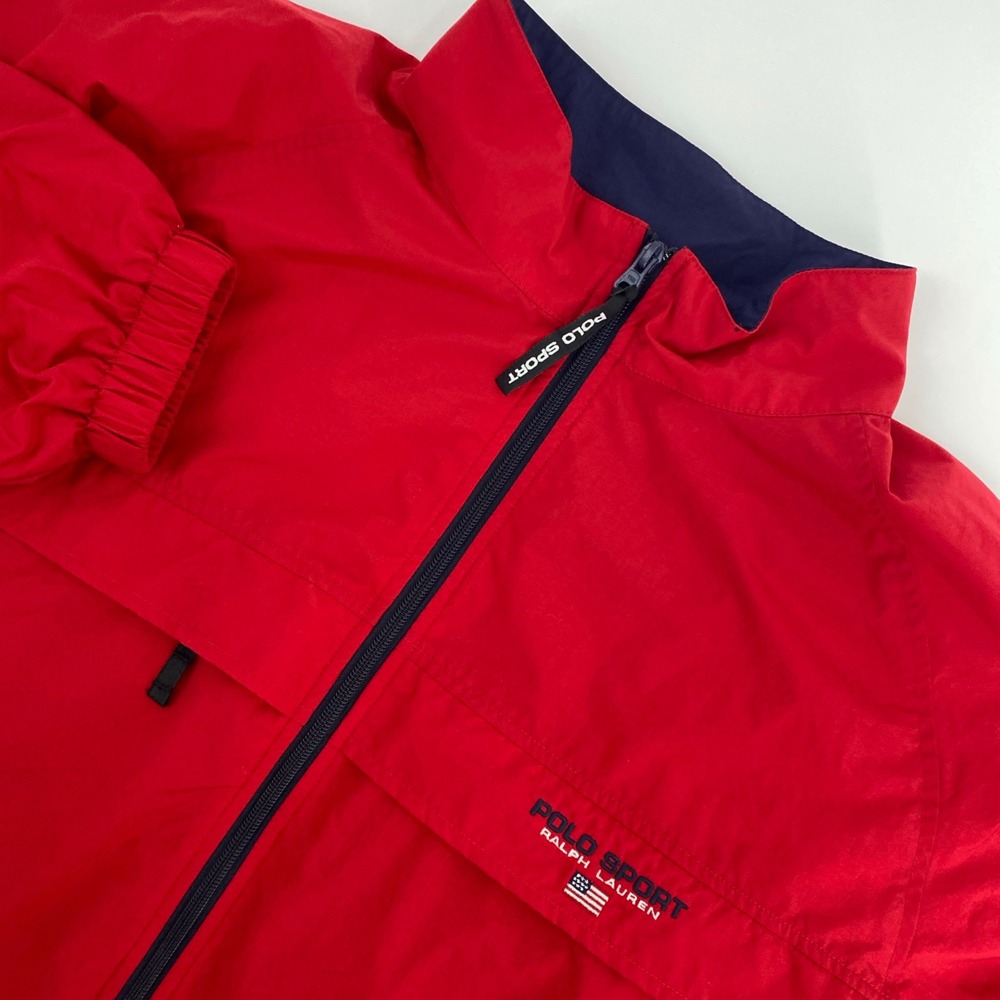VINTAGE Polo Sport Ralph Lauren Windbreaker Mens XL Red Full Zip Jacket Vented